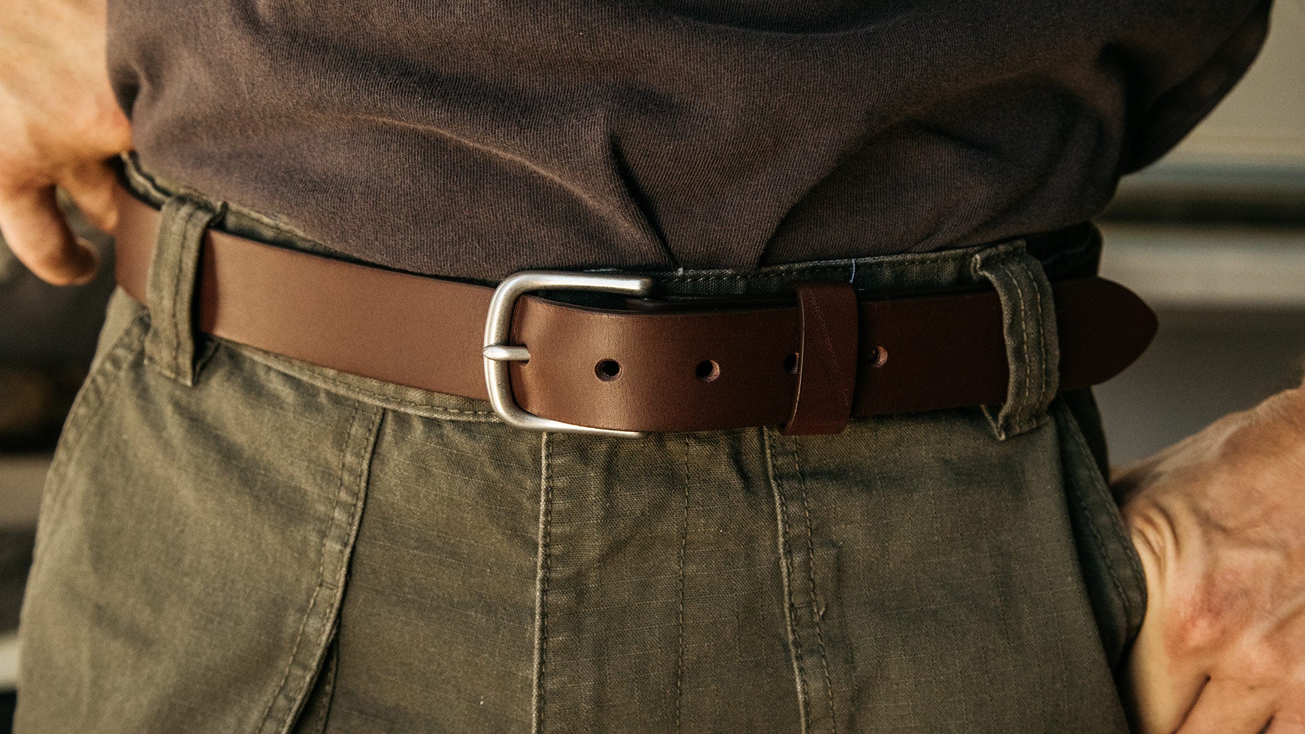 Classic Leather Belt in Cognac, Made in the USA
