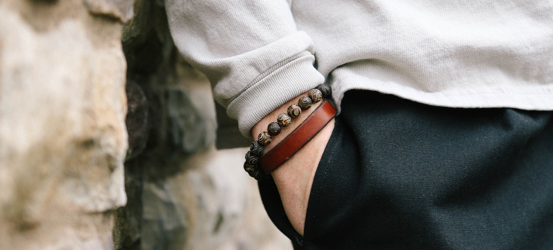 Cognac Single Wrap Leather Wristband | Made in USA | Tanner Goods