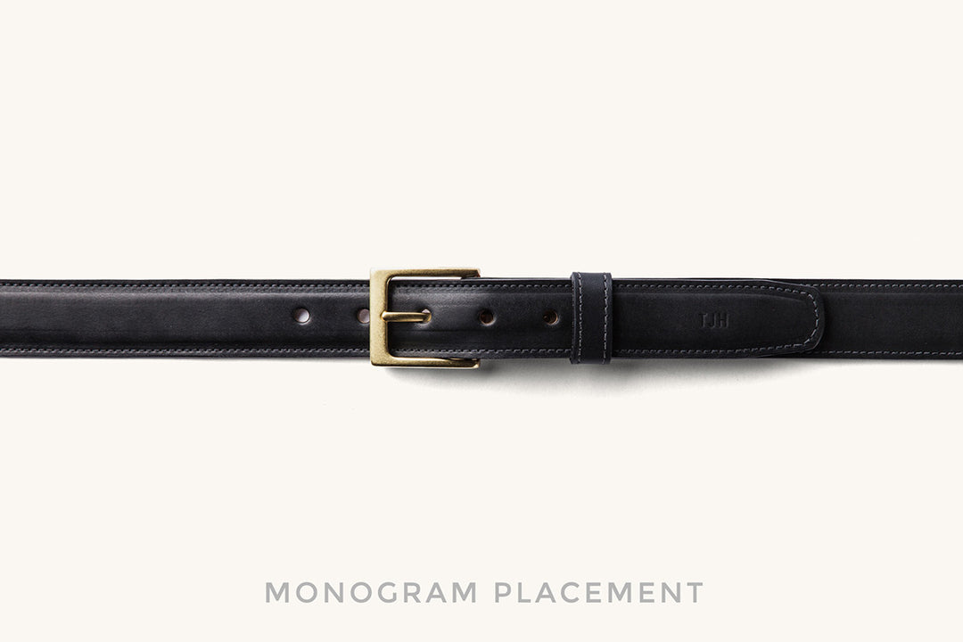 Leather monogram belt, black